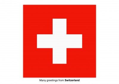 Ansichtkaart met de vlag van Zwitserland
