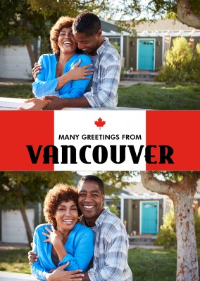 Vancouver hälsningar röd vit med lönnlöv