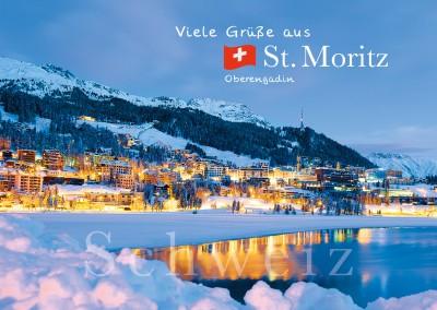 Sankt Moritz Postkarte Winter