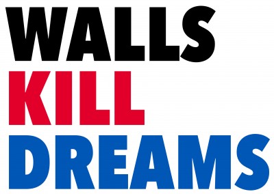 walls kill dreams lettering in blure red and black