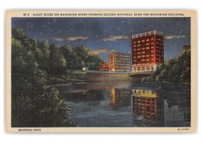 Warren, Ohio, night scene on Mahoning River