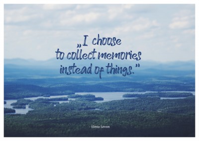 postcard saying memories not things