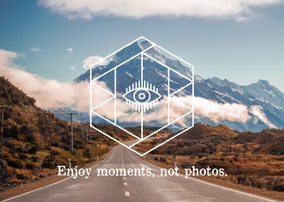 postcard saying Enjoy moments, not photos