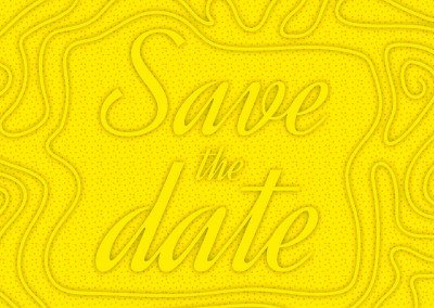 Yellow invitation greeting card save the date