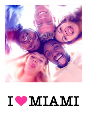 Me encanta Miami corazón de color rosa sobre blanco