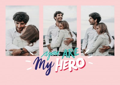 YOU ARE MY HERO handwritten on pink background